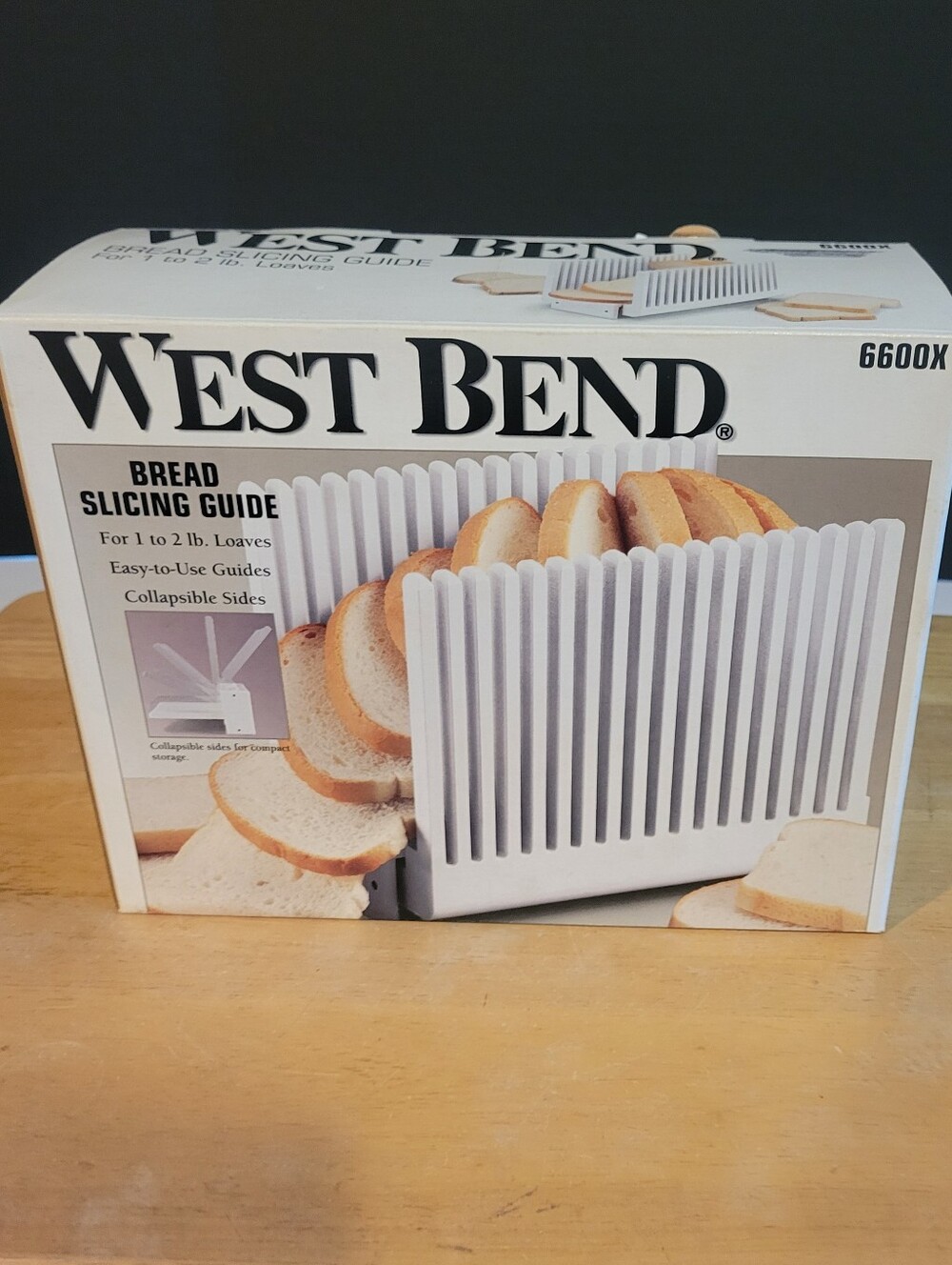New Old StockWest Bend Bread Slicing Guide Collapsible Sides 1-2 lb Loaves 6600X